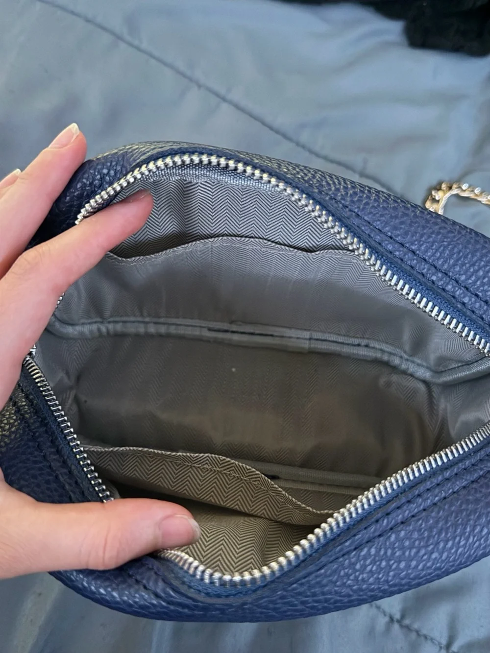 Navy Leather Crossbody Bag - Sleek Everyday Shoulder Bag